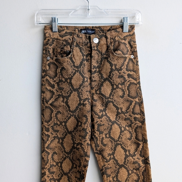 Zara Snake Print Women Skinny Jeans - Brown - Picture 5 of 6